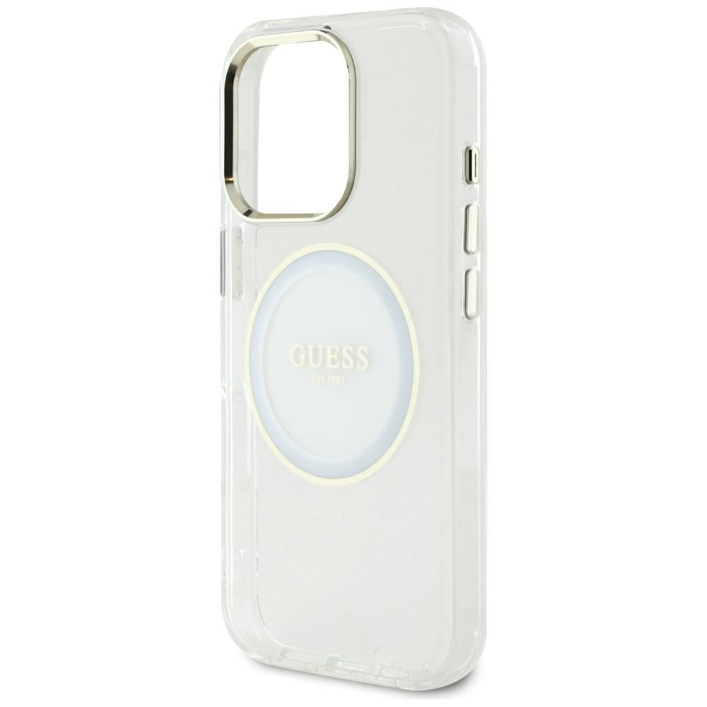 Coque MagSafe pour Apple iPhone 16 Pro Max, Guess, IML Metal Colored Circle, Blanche