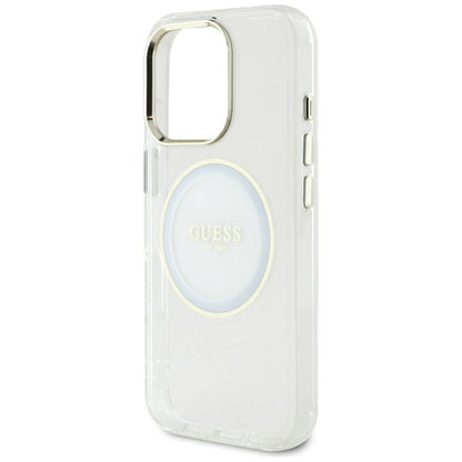 Coque MagSafe pour Apple iPhone 16 Pro Max, Guess, IML Metal Colored Circle, Blanche
