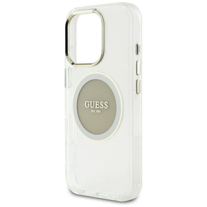 Housse MagSafe pour Apple iPhone 16 Pro Max, Guess, IML Cercle Métallique Coloré, Gris