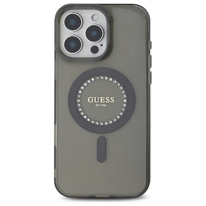 Étui MagSafe pour Apple iPhone 16 Pro Max, Guess, IML Rhinestone, Noir