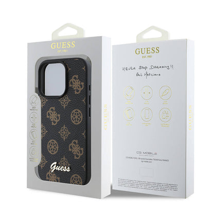 Coque MagSafe pour Apple iPhone 16 Pro Max, Guess, Peony Script, Noire