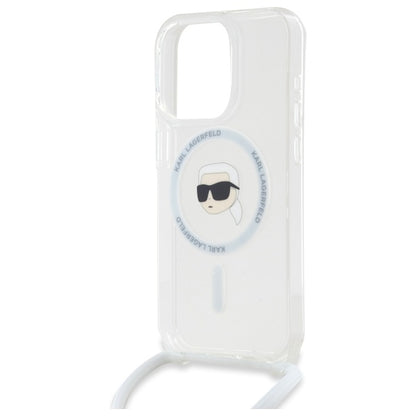 Coque MagSafe pour Apple iPhone 16 Pro Max, Karl Lagerfeld, IML Crossbody Karl's Head, Transparente