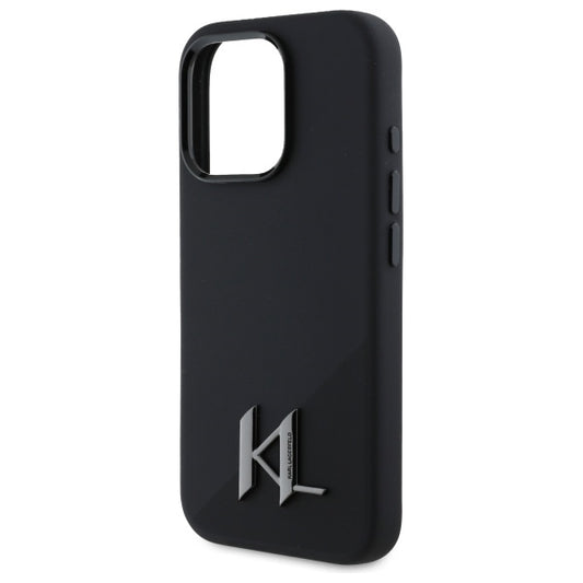 Coque MagSafe pour Apple iPhone 16 Pro Max, Karl Lagerfeld, Silicone Shadow Metal Initial, Noire