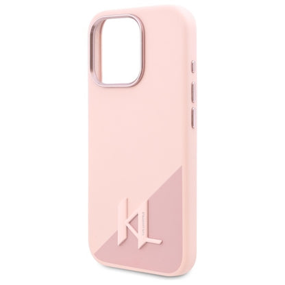 Housse MagSafe pour Apple iPhone 16 Pro Max, Karl Lagerfeld, Silicone Shadow Metal Initial, Rose.
