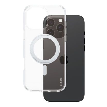 Housse MagSafe pour Apple iPhone 16 Pro Max, PanzerGlass, Fonction Support Kickstand, Transparente Argentée