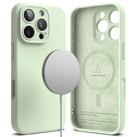 Coque MagSafe pour Apple iPhone 16 Pro Max, Ringke, Silicone, Vert Clair