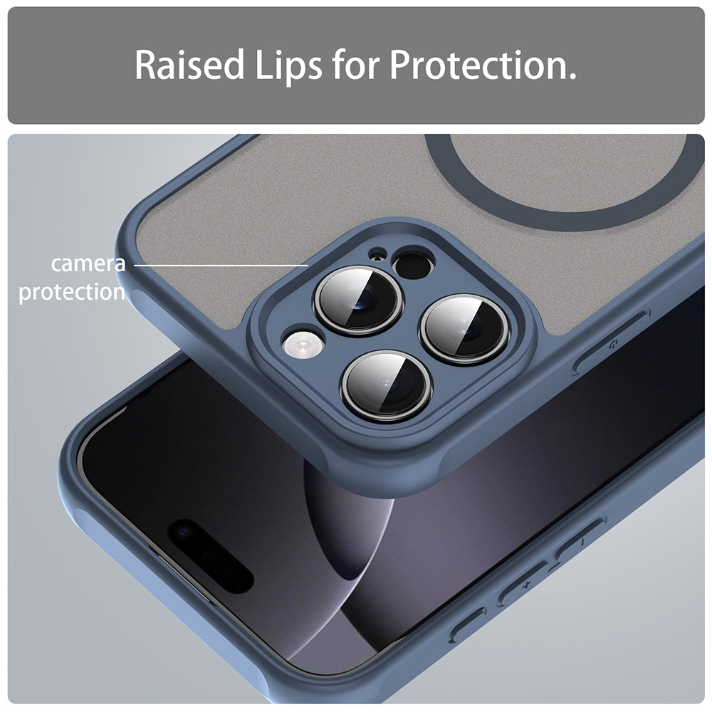 Coque MagSafe pour Apple iPhone 16 Pro Max, Techsuit, HaloFrost II, Bleu marine