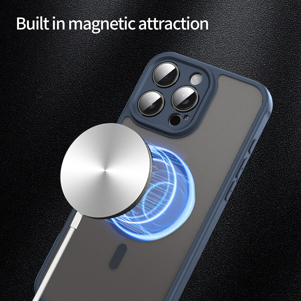 Coque MagSafe pour Apple iPhone 16 Pro Max, Techsuit, HaloFrost II, Bleu marine