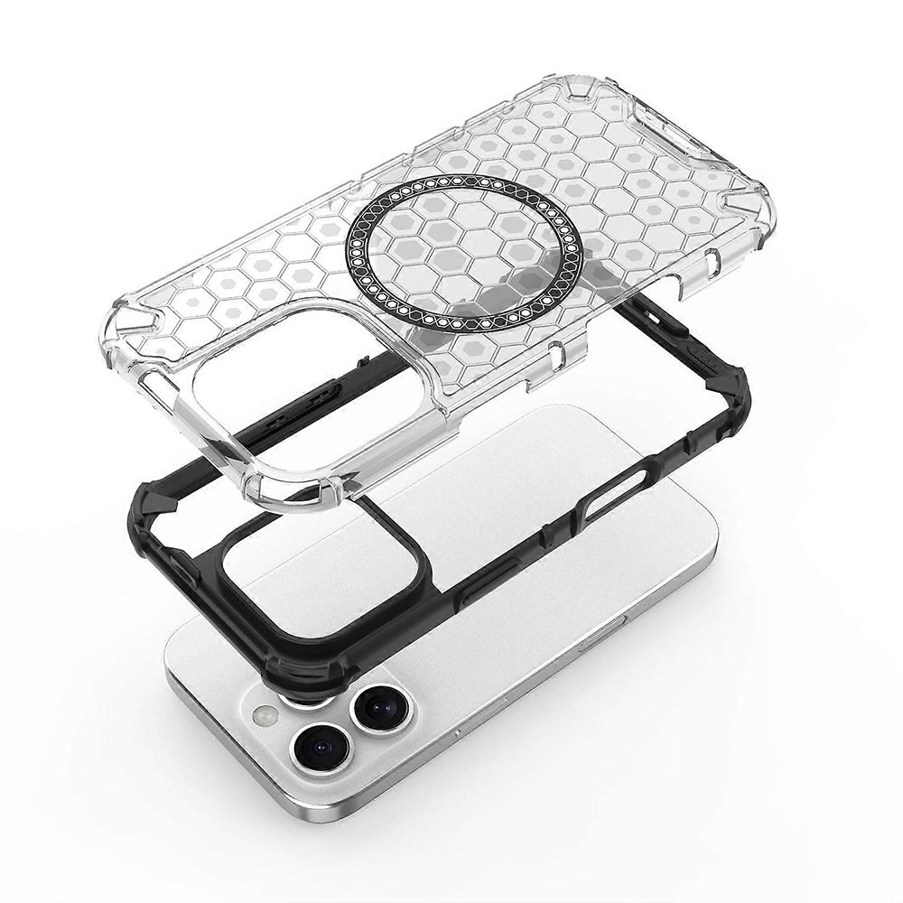 Coque MagSafe pour Apple iPhone 16 Pro Max, Techsuit, HoneyComb Shield, Blanche
