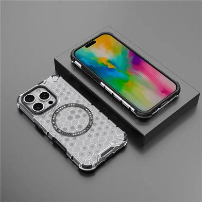 Coque MagSafe pour Apple iPhone 16 Pro Max, Techsuit, HoneyComb Shield, Blanche