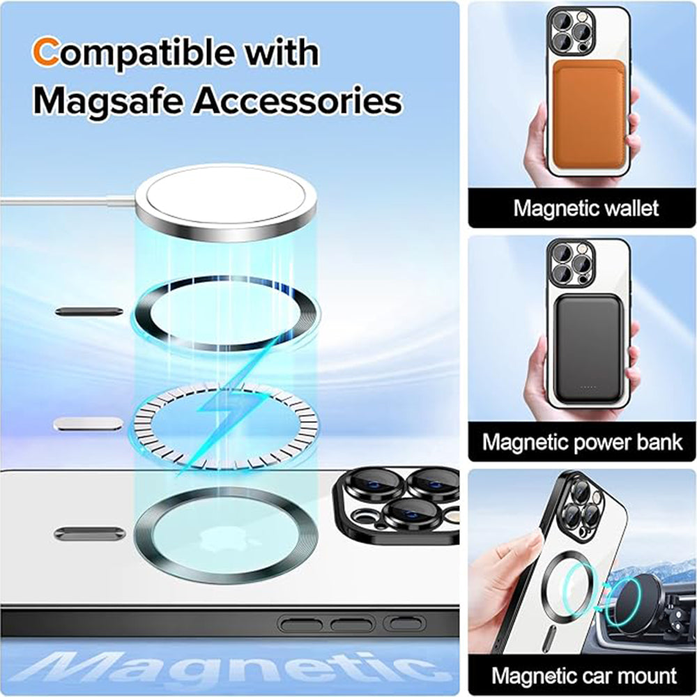 Coque MagSafe pour Apple iPhone 16 Pro Max, Techsuit, Luxury Crystal, Noire