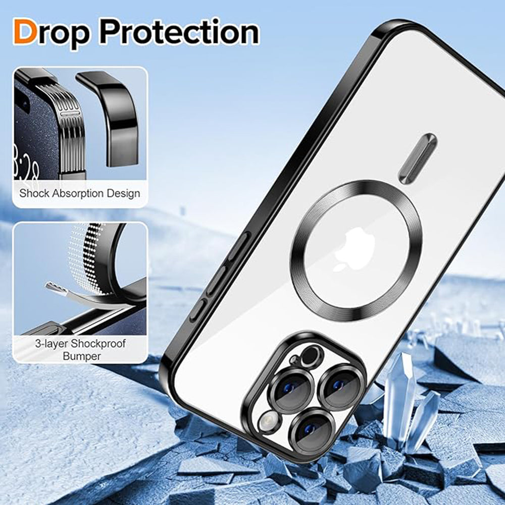 Coque MagSafe pour Apple iPhone 16 Pro Max, Techsuit, Luxury Crystal, Noire
