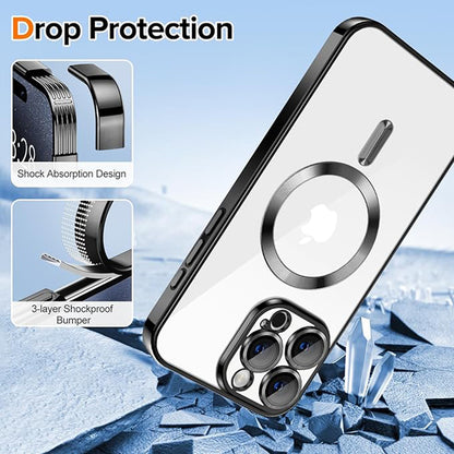 Coque MagSafe pour Apple iPhone 16 Pro Max, Techsuit, Luxury Crystal, Noire