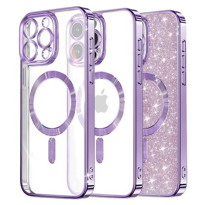 Coque MagSafe pour Apple iPhone 16 Pro Max, Techsuit, Luxury Glitter, Violet Clair