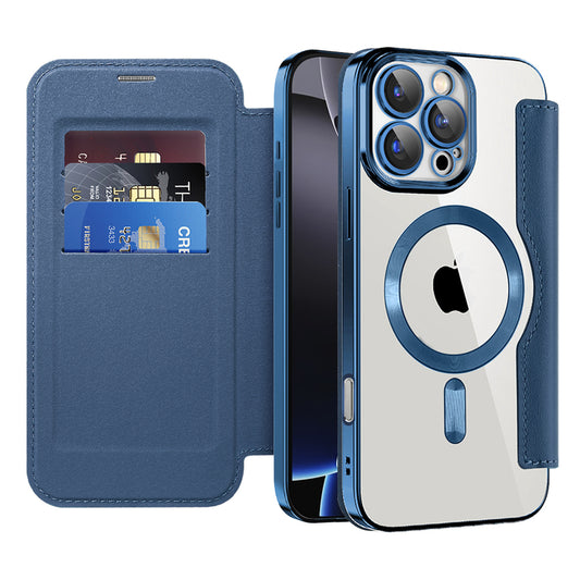 Coque MagSafe pour Apple iPhone 16 Pro Max, Techsuit, SmartMag Book, Bleue