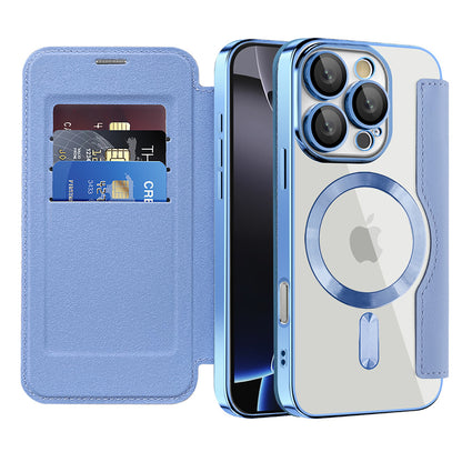 Coque MagSafe pour Apple iPhone 16 Pro Max, Techsuit, SmartMag Book, Bleu