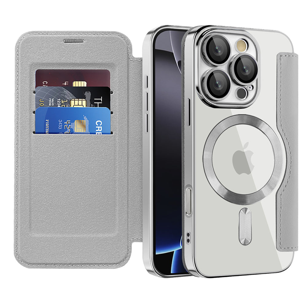 MagSafe Case for Apple iPhone 16 Pro Max, Techsuit, SmartMag Book, Gray