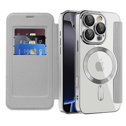 Coque MagSafe pour Apple iPhone 16 Pro Max, Techsuit, SmartMag Book, Gris