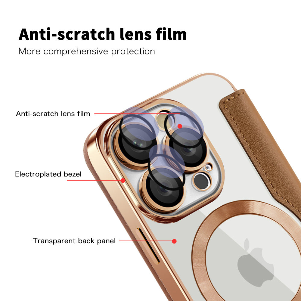 MagSafe Case for Apple iPhone 16 Pro Max, Techsuit, SmartMag Book, Brown
