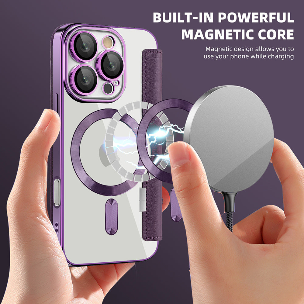 Coque MagSafe pour Apple iPhone 16 Pro Max, Techsuit, SmartMag Book, Violet