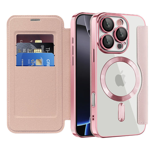 Coque MagSafe pour Apple iPhone 16 Pro Max, Techsuit, SmartMag Book, Rose