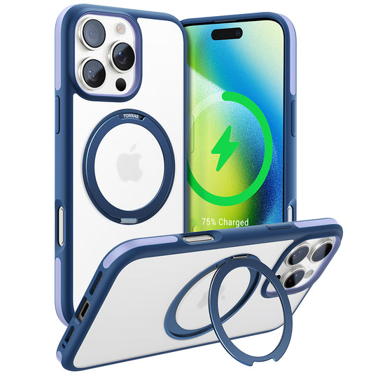 Coque MagSafe pour Apple iPhone 16 Pro Max, Torras, Ostand R Fusion, Bleu Marine