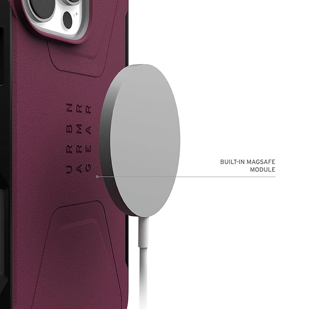 Coque MagSafe pour Apple iPhone 16 Pro Max, Urban Armor Gear, Civilian, Bordeaux