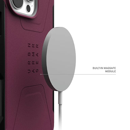 Coque MagSafe pour Apple iPhone 16 Pro Max, Urban Armor Gear, Civilian, Bordeaux