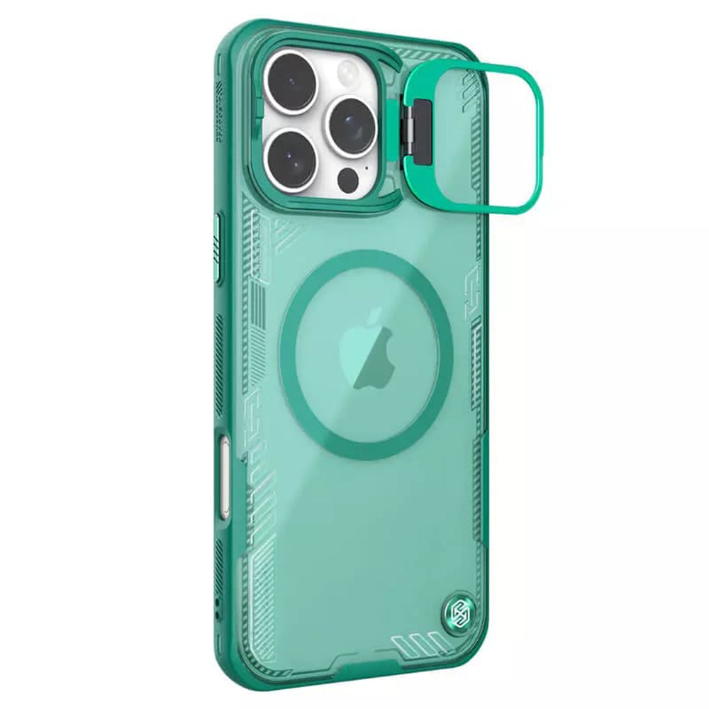 Coque MagSafe pour Apple iPhone 16 Pro, Nillkin, Iceblade Prop (avec découpe pour caméra), Vert