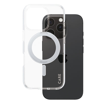Coque MagSafe pour Apple iPhone 16 Pro, PanzerGlass, avec fonction support, Transparente Argentée
