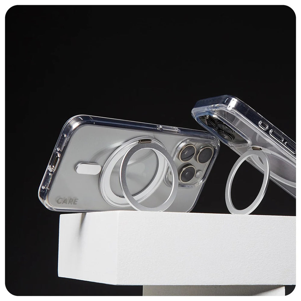 Coque MagSafe pour Apple iPhone 16 Pro, PanzerGlass, avec fonction support, Transparente Argentée
