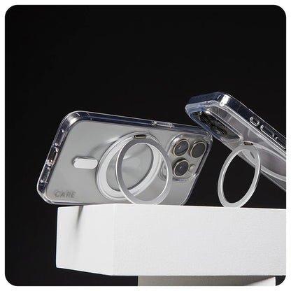 Coque MagSafe pour Apple iPhone 16 Pro, PanzerGlass, avec fonction support, Transparente Argentée