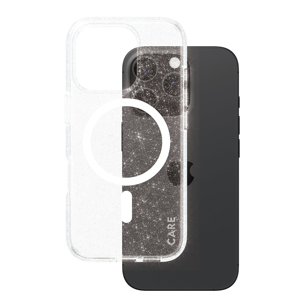 Coque MagSafe pour Apple iPhone 16 Pro, PanzerGlass, Care Urban Combat Star Lit, Transparente Blanche
