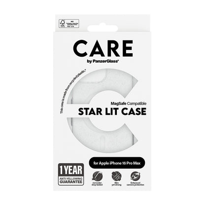 Coque MagSafe pour Apple iPhone 16 Pro, PanzerGlass, Care Urban Combat Star Lit, Transparente Blanche
