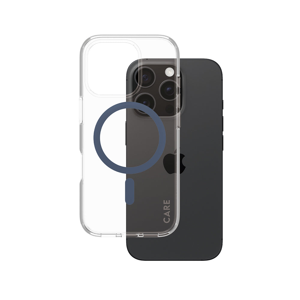 Coque MagSafe pour Apple iPhone 16 Pro, PanzerGlass, Care Urban Combat, Transparent Bleu