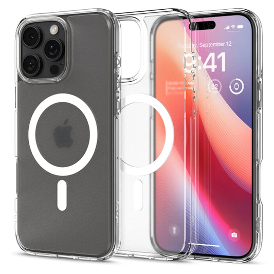 Coque MagSafe pour Apple iPhone 16 Pro, Spigen, Ultra Hybrid, Transparent Satiné ACS08133