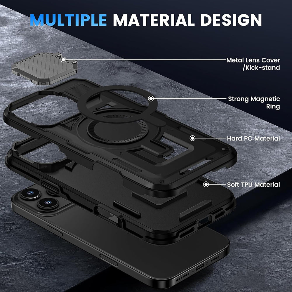 Coque MagSafe pour Apple iPhone 16 Pro, Techsuit, CamVault, Noire