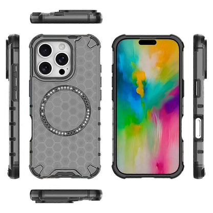 MagSafe Case for Apple iPhone 16 Pro, Techsuit, HoneyComb Shield, Black