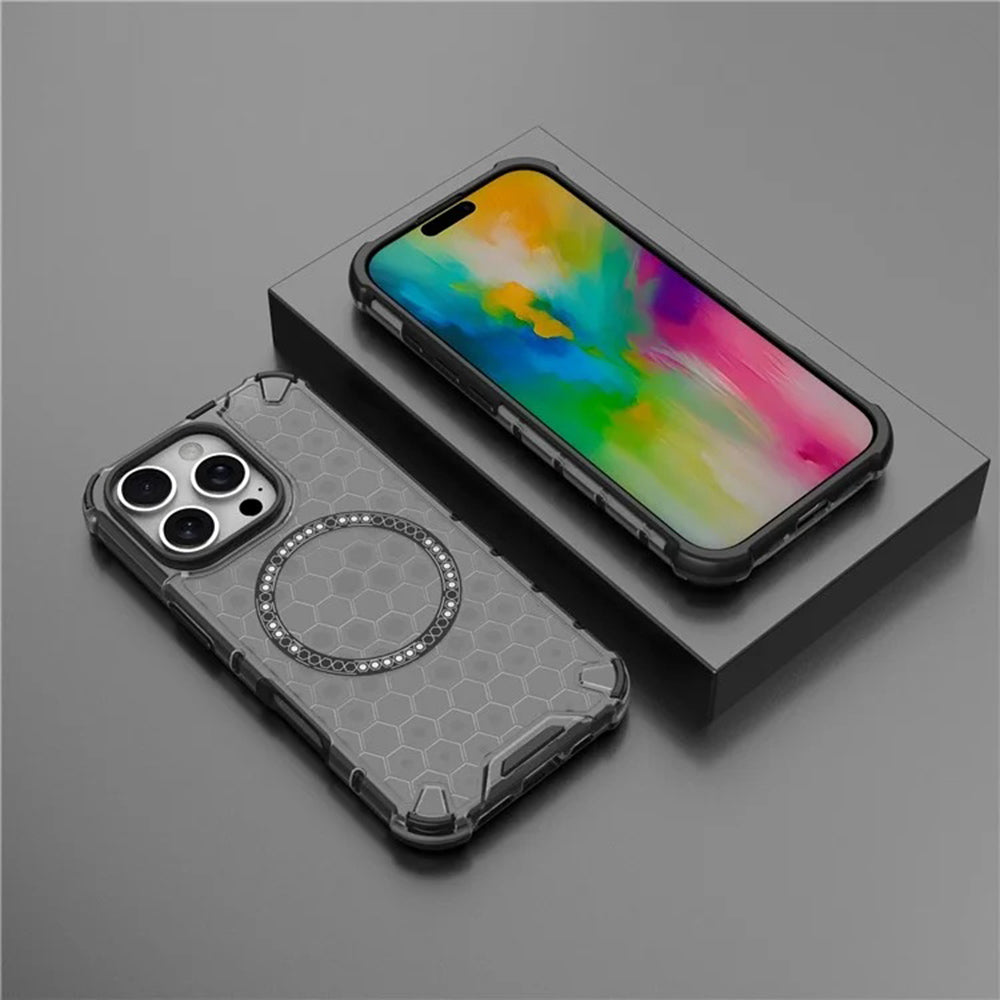 MagSafe Case for Apple iPhone 16 Pro, Techsuit, HoneyComb Shield, Black