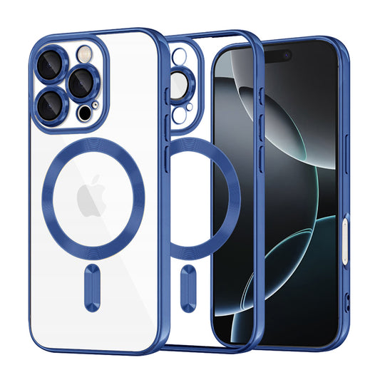Coque MagSafe pour Apple iPhone 16 Pro, Techsuit, Luxury Crystal, Bleu Foncé