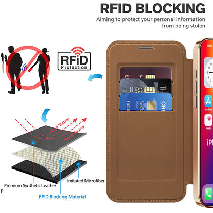Coque MagSafe pour Apple iPhone 16 Pro, Techsuit, SmartMag Book, Marron