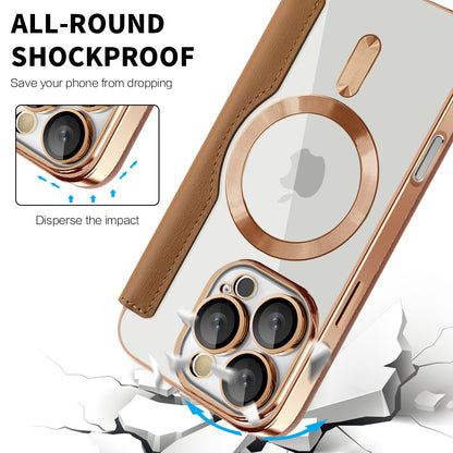 Coque MagSafe pour Apple iPhone 16 Pro, Techsuit, SmartMag Book, Marron