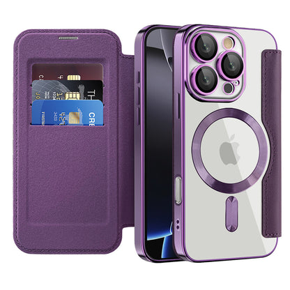Coque MagSafe pour Apple iPhone 16 Pro, Techsuit, SmartMag Book, Violet