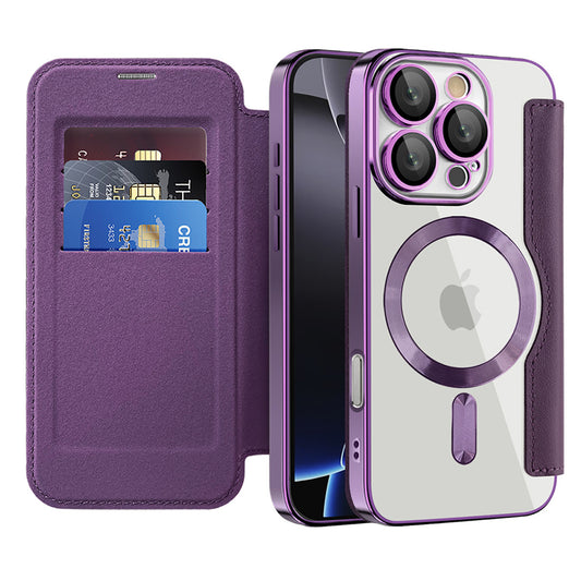 Coque MagSafe pour Apple iPhone 16 Pro, Techsuit, SmartMag Book, Violet
