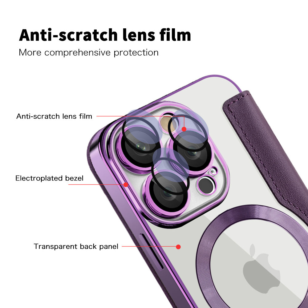 Coque MagSafe pour Apple iPhone 16 Pro, Techsuit, SmartMag Book, Violet