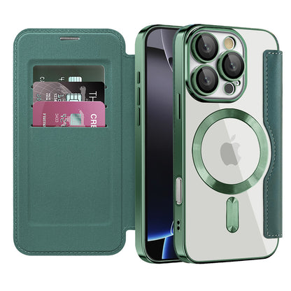 Coque MagSafe pour Apple iPhone 16 Pro, Techsuit, SmartMag Book, Vert