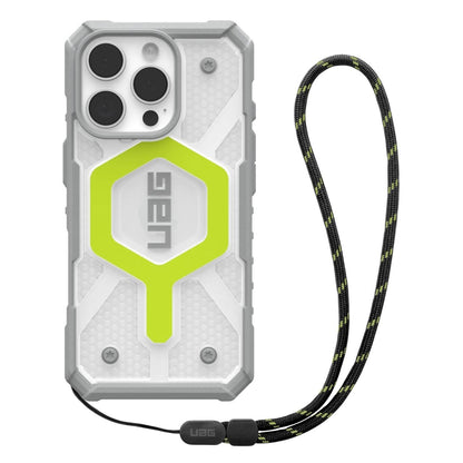 Coque MagSafe pour Apple iPhone 16 Pro, Urban Armor Gear, Pathfinder Clear avec cordon, Vert