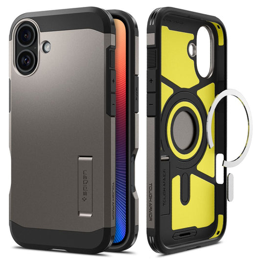 Coque MagSafe pour Apple iPhone 16, Spigen, Tough Armor, Gris
