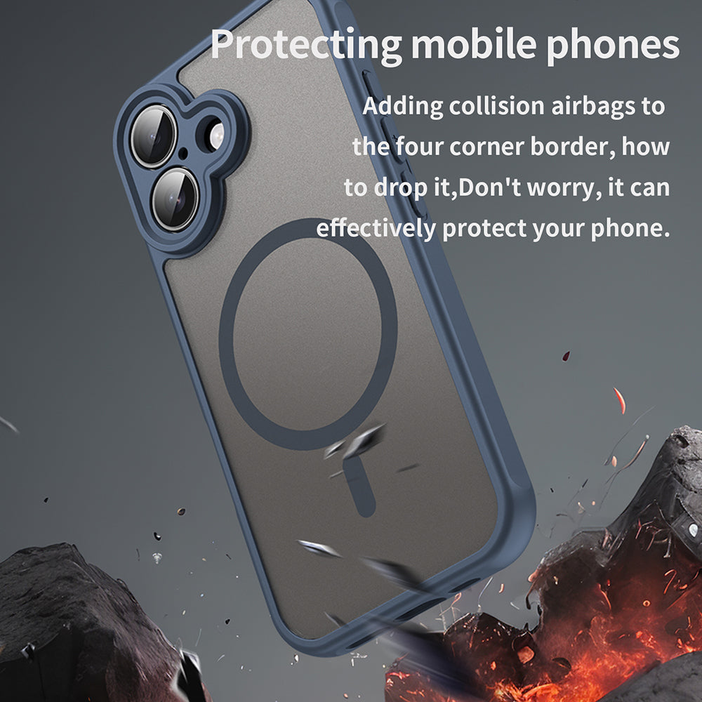 Coque MagSafe pour Apple iPhone 16, Techsuit, HaloFrost II, Bleu marine