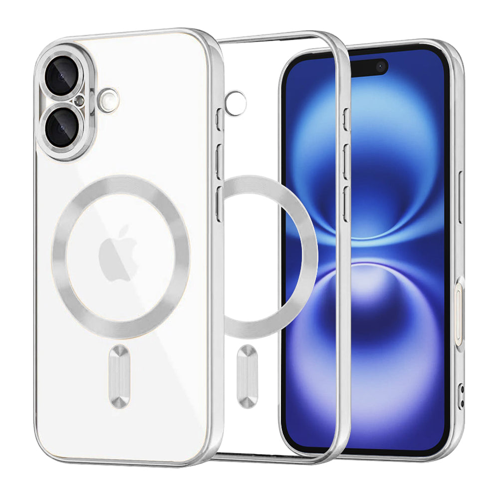 MagSafe Case for Apple iPhone 16, Techsuit, Luxury Crystal, Silver